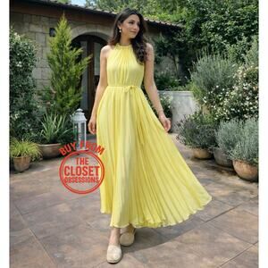 MANGO Pleated Halter Midi Dress NWT